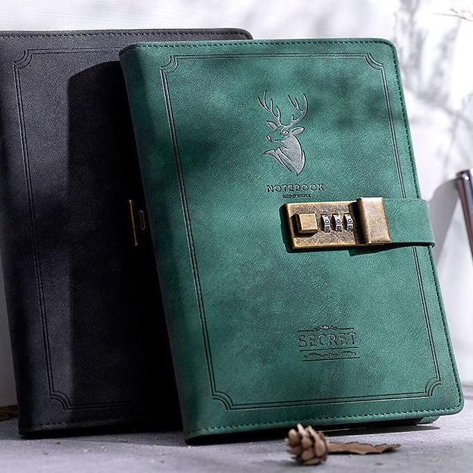 复古密码本日记本简约女学生记事本带锁笔记本...