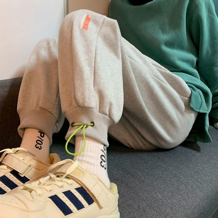 加绒裤子男秋冬季韩版潮流运动裤束脚卫裤学生...