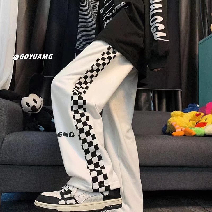 包邮休闲裤男春秋季韩版潮流宽松直筒卫裤高街...