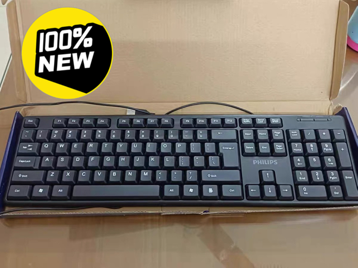 飞利浦有线款电脑键盘键鼠套装防溅洒，正品保...