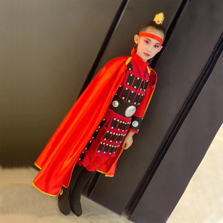 20新古装汉服演出儿童花木兰古代士兵服满江...