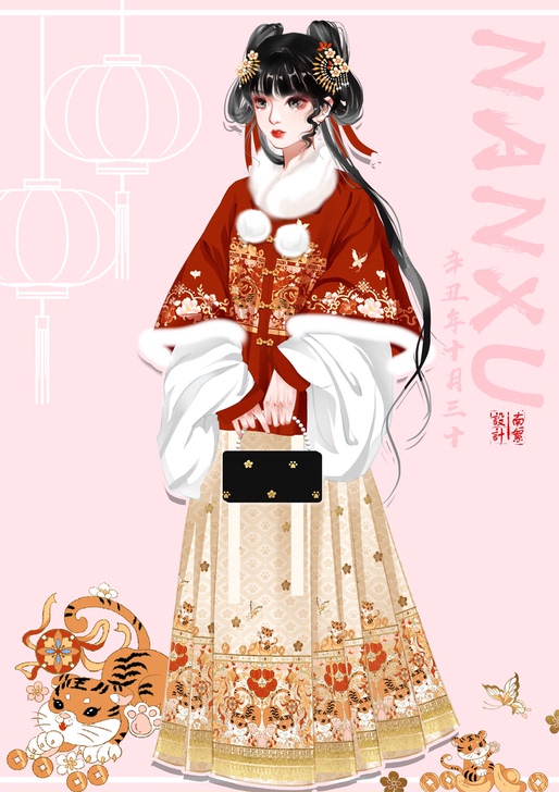 玉术【虎戏金鳞】原创汉服女明制披袄加绒加厚...