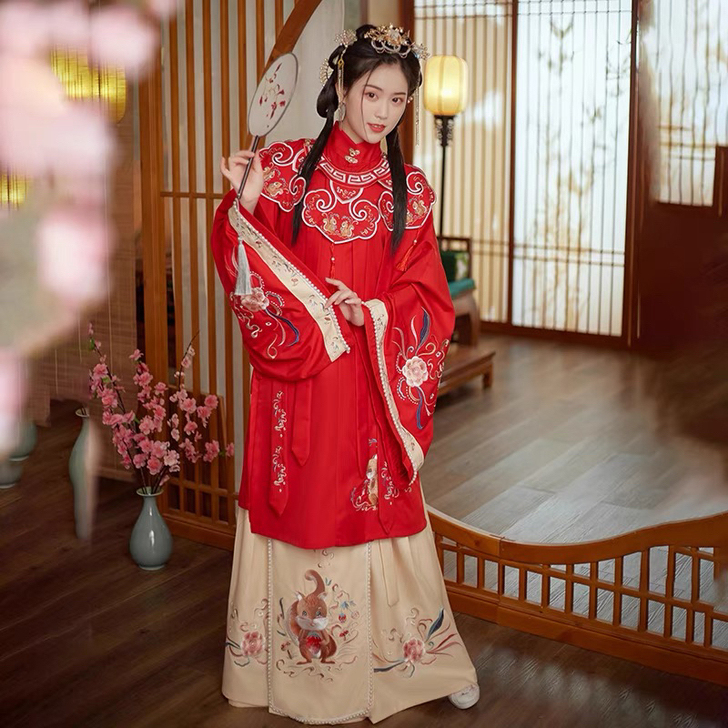 水云间原创汉服【小松鼠】明制花嫁立领长衫对...