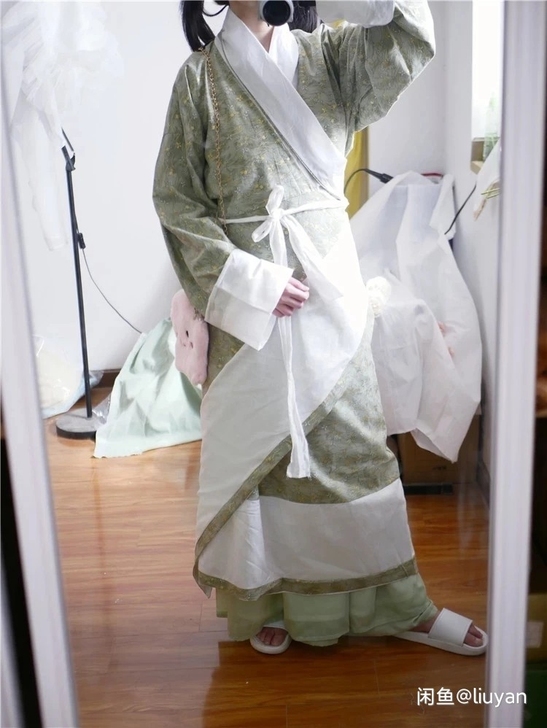 曲裾 汉服曲裾袍提花马王堆复原秦汉交领长襦...