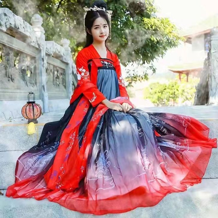 汉服女中国风襦裙夏季仙气薄飘逸古风女装学生...