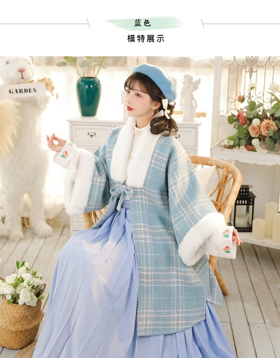 玉术樱花原创汉服女改良汉元素日常清新明制披...