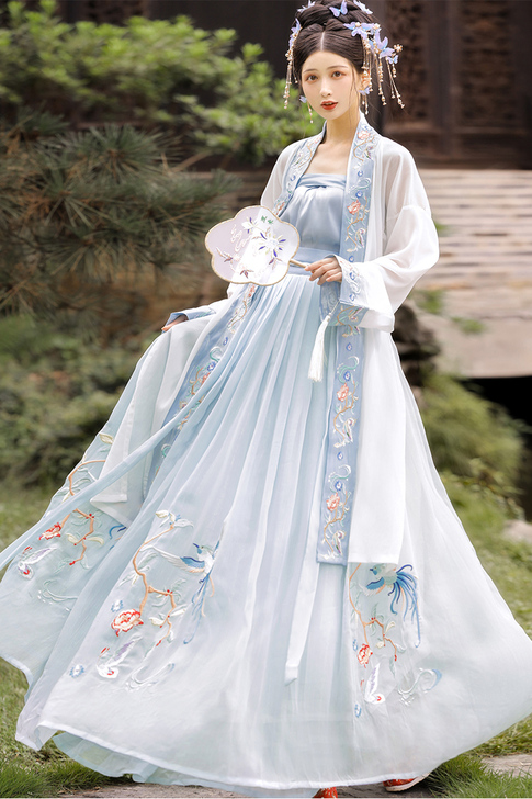 玉术原创汉服女凤鸾宋制长褙子齐腰襦裙宋抹绣...