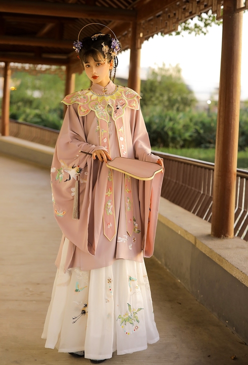 玉术原创汉服女明制立领斜襟长衫齐腰褶裙重工...