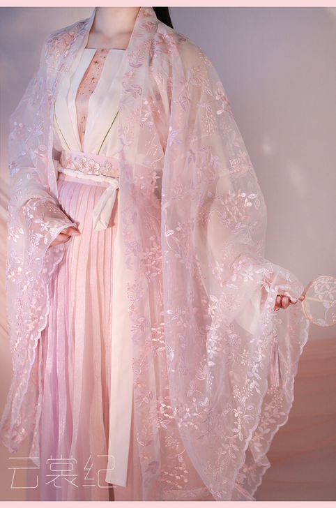 东月棠春樱粉紫齐腰六米摆【可租科幻】大袖上...