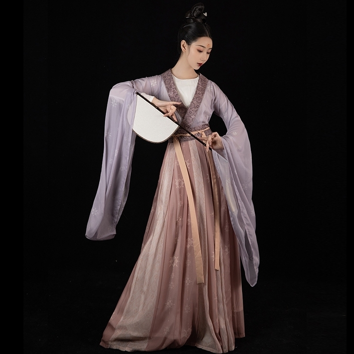 桔屿南北朝原创汉服女春庭晚望齐腰间色裙大袖...