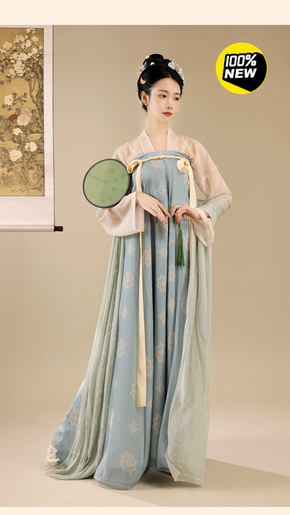 【整套】汉服女长安花齐胸仙气唐风复原唐制一...