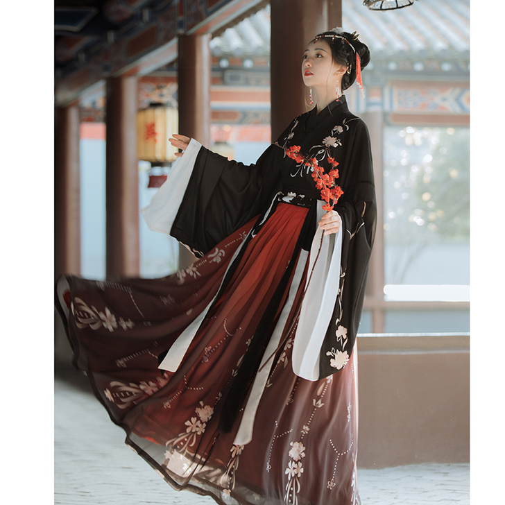 桔屿【梧桐落】汉服女中国风交领大袖齐腰襦裙...