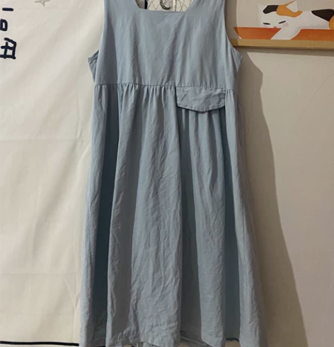 蓝色背带裙 超可爱 均码 可穿到130斤 ...