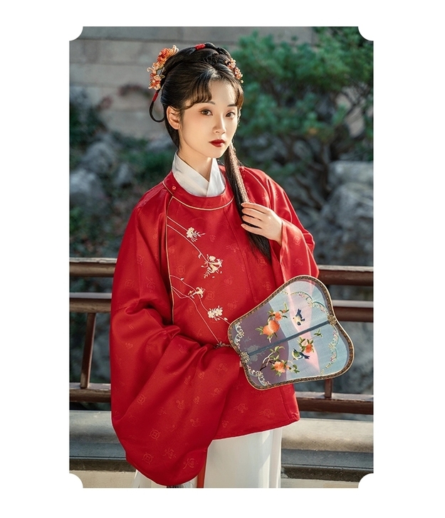 全新花朝记四时春景汉服红色上袄S码