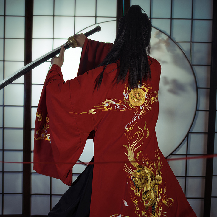 序绘原创  麒麟祥瑞大袖披风外套重工刺绣传...