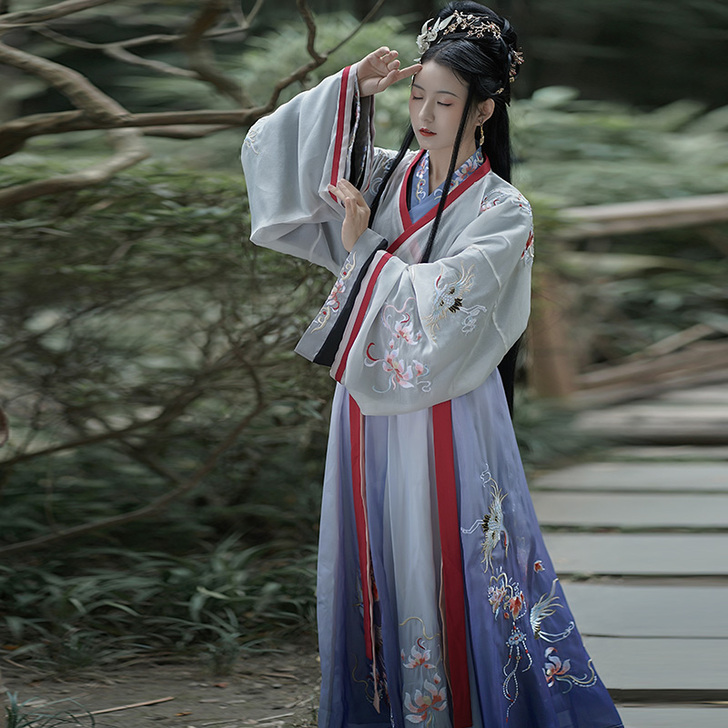 仙楚姬原创汉服女【见鹤吟】晋制交领重工刺绣...