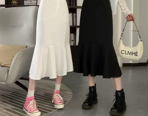 夏季2021年新款包臀鱼尾裙女显瘦裙子高腰...