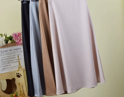 夏季 洋气温柚优雅光泽感显瘦a字裙长裙鱼尾...