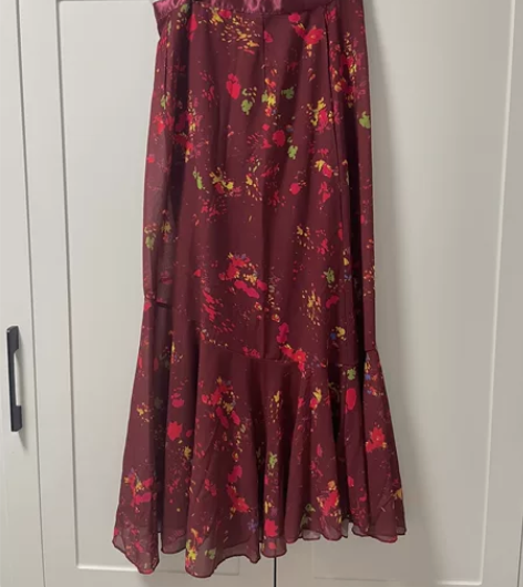 鱼尾裙夏装半身裙红色花纹 参考:本人身高1...