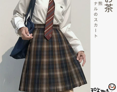 布丁熊原创椿茶jk制服裙正版夏季格裙短裙女...
