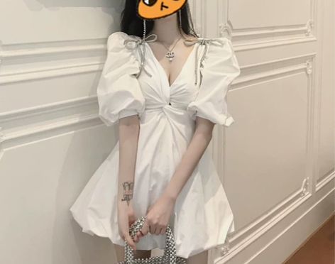 连衣裙法式人鱼姬白色裙子性感气质轻熟风显瘦...