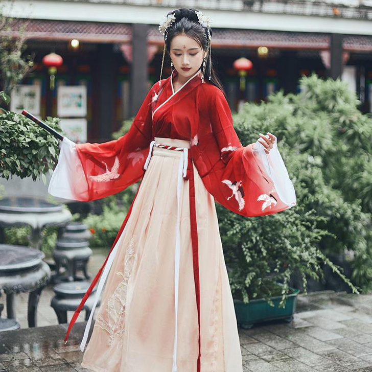 汉服女中国风【绯月】超仙白菜古装女全套薄款...