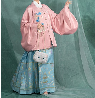 妙壹阁原创喵语明制少女绣花比甲立领斜襟长衫...