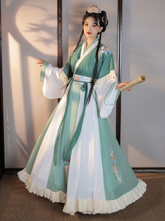 柒邑阑珊汉服女正品原创晋制交领半袖齐腰襦裙...