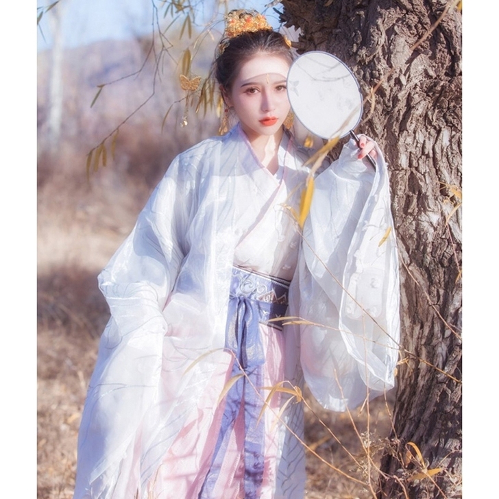 白芷魏晋风汉服女中国风学生古风淡雅交领襦裙...