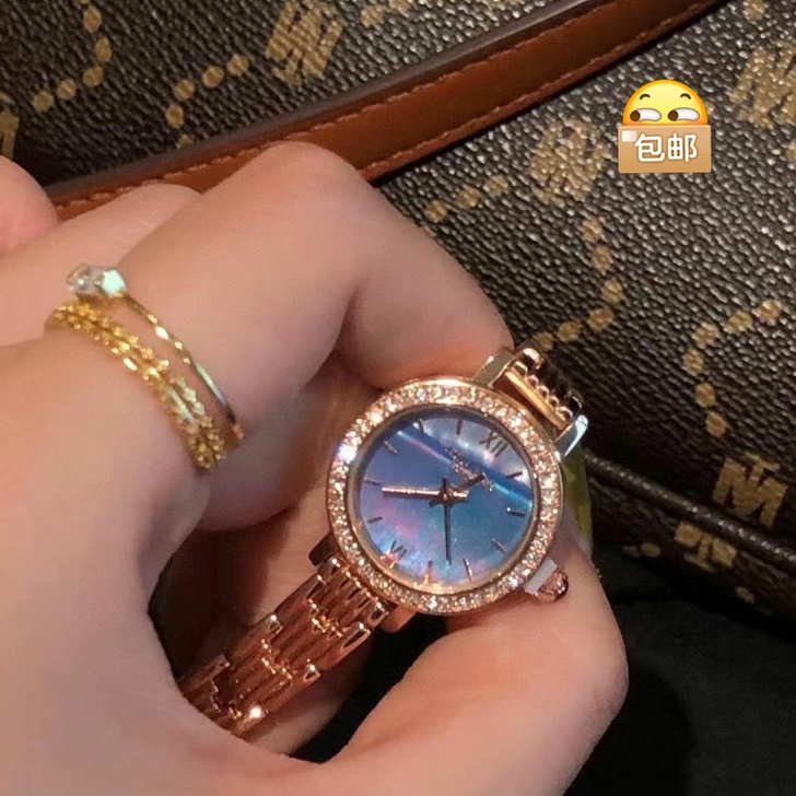 快来捡漏新款网红罗拉同款小绿表复古贝母表简...