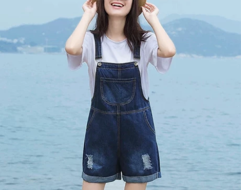 可爱韩版显瘦高腰阔腿吊带连体裤 炒鸡适合这...