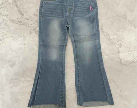 外贸童装欧美单女童哈吉斯喇叭牛仔裤长裤运动...