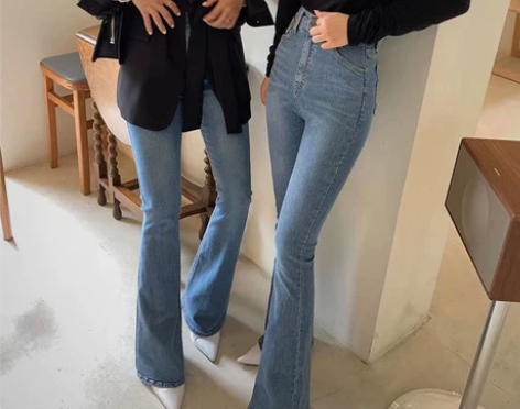 微喇牛仔裤女显瘦高腰阔腿拖地九分设计感20...