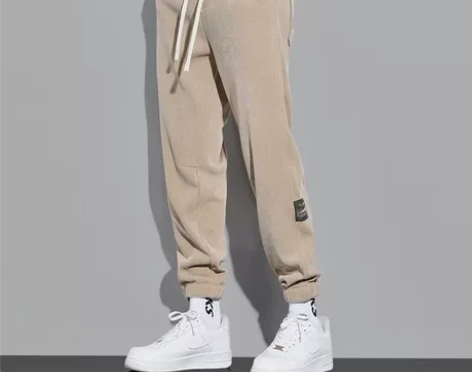 正品灯芯绒卫裤男秋冬灰色百搭宽松束脚运动裤...