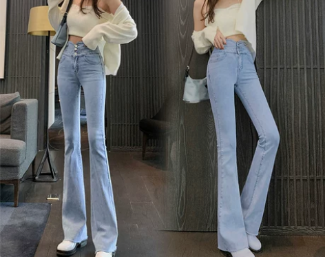 超高腰牛仔裤女夏季2022网红爆款chic...