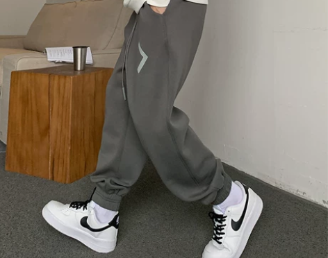 杠叔春秋季男士几何印花裤子宽松休闲裤潮长裤...