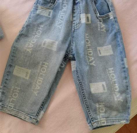 男童七分牛仔裤 尺码110适合身高105左...
