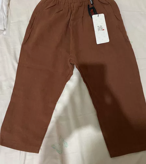 全新森系焦糖色棉麻裤 儿童120尺码，上身...
