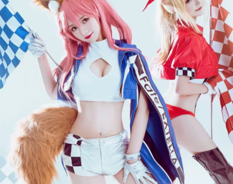 绝色漫玉藻前赛车服cos m码 尾巴头饰假...