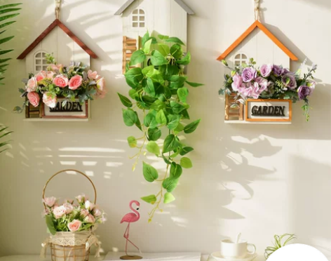 新品促销 美式木质壁挂花篮花套装墙挂壁饰挂...