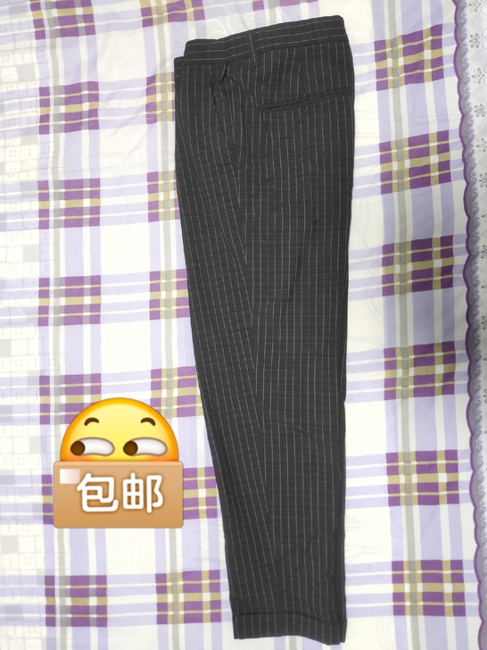 森马经典条纹条纹男黑色休闲裤，尺码是170...