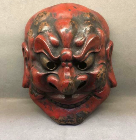 日本明治时期国宝古伎乐面金刚能面长29厘米...