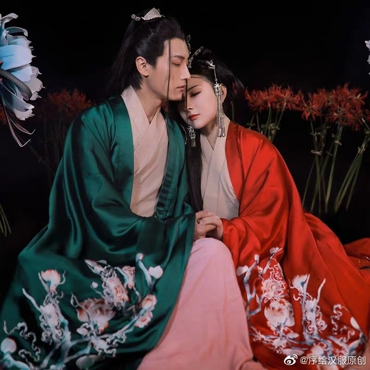 序绘原创汉服，腾蛇墨绿大袖L，状态全新仅试...