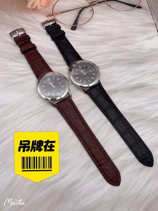 纯银手表，进口机芯，鳄鱼皮表带，全新