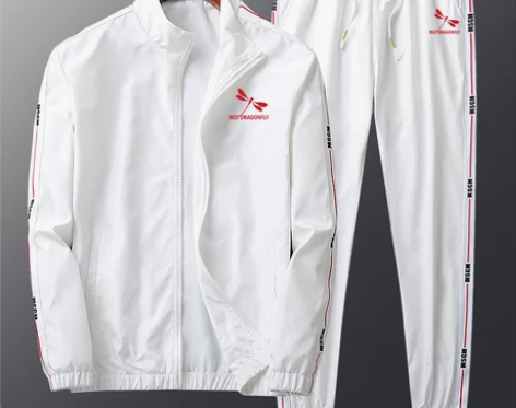 红蜻蜓男士休闲运动套装2022新款春秋白色...