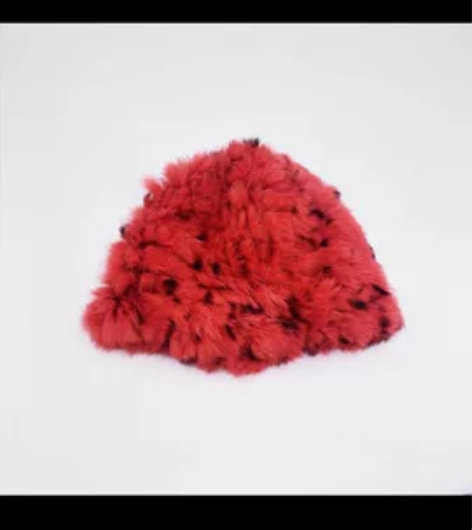 獭兔家兔毛毛帽子纯手工编织皮草帽子兔毛毛绒...