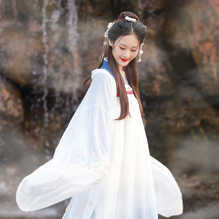 汉服女中国风刺绣秋冬即将绝版蓝栖汉服齐胸襦...