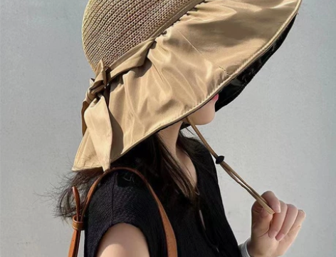 【厂家库存清理送防风绳】黑胶沙滩帽遮阳帽女...