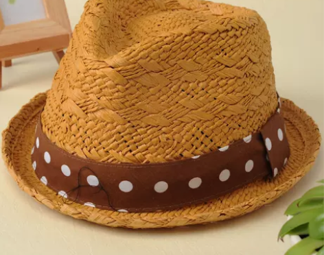 TOPCUL 拉菲草 波点缎带 礼帽 草帽...