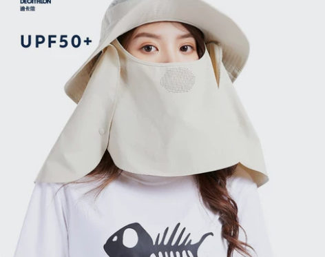 ?迪卡侬防晒帽渔夫帽遮阳太阳帽子女男夏遮脸...